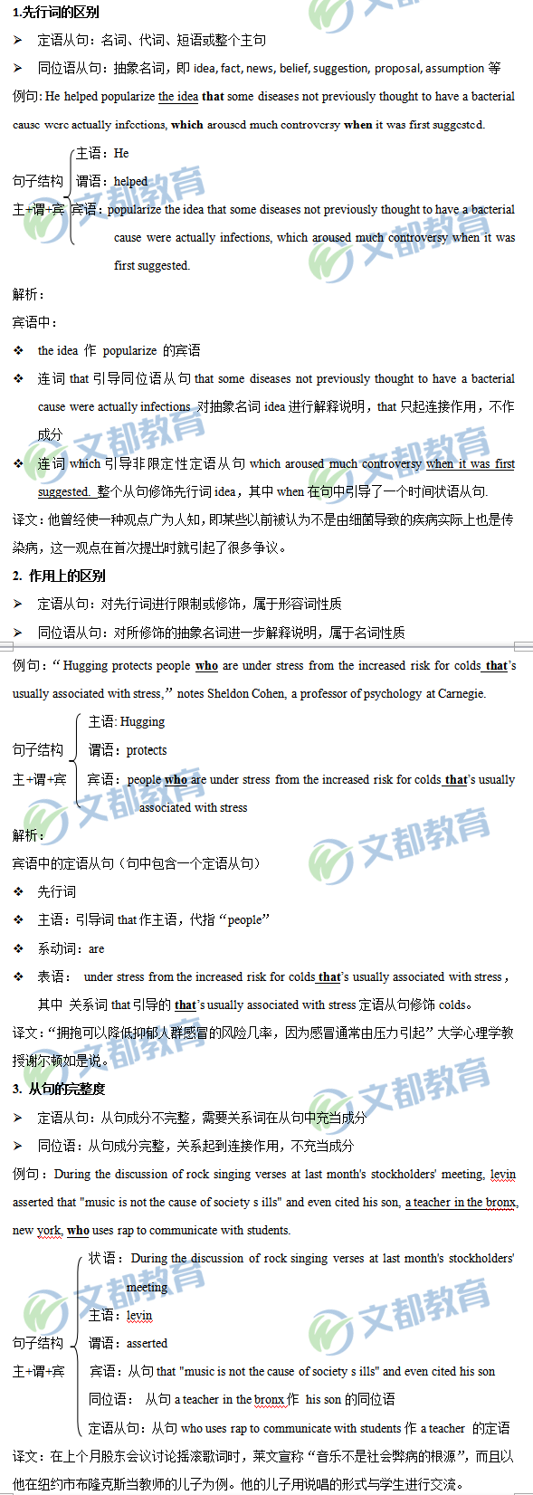 2019考研英語備考:定語從句和同位語從句的區(qū)別