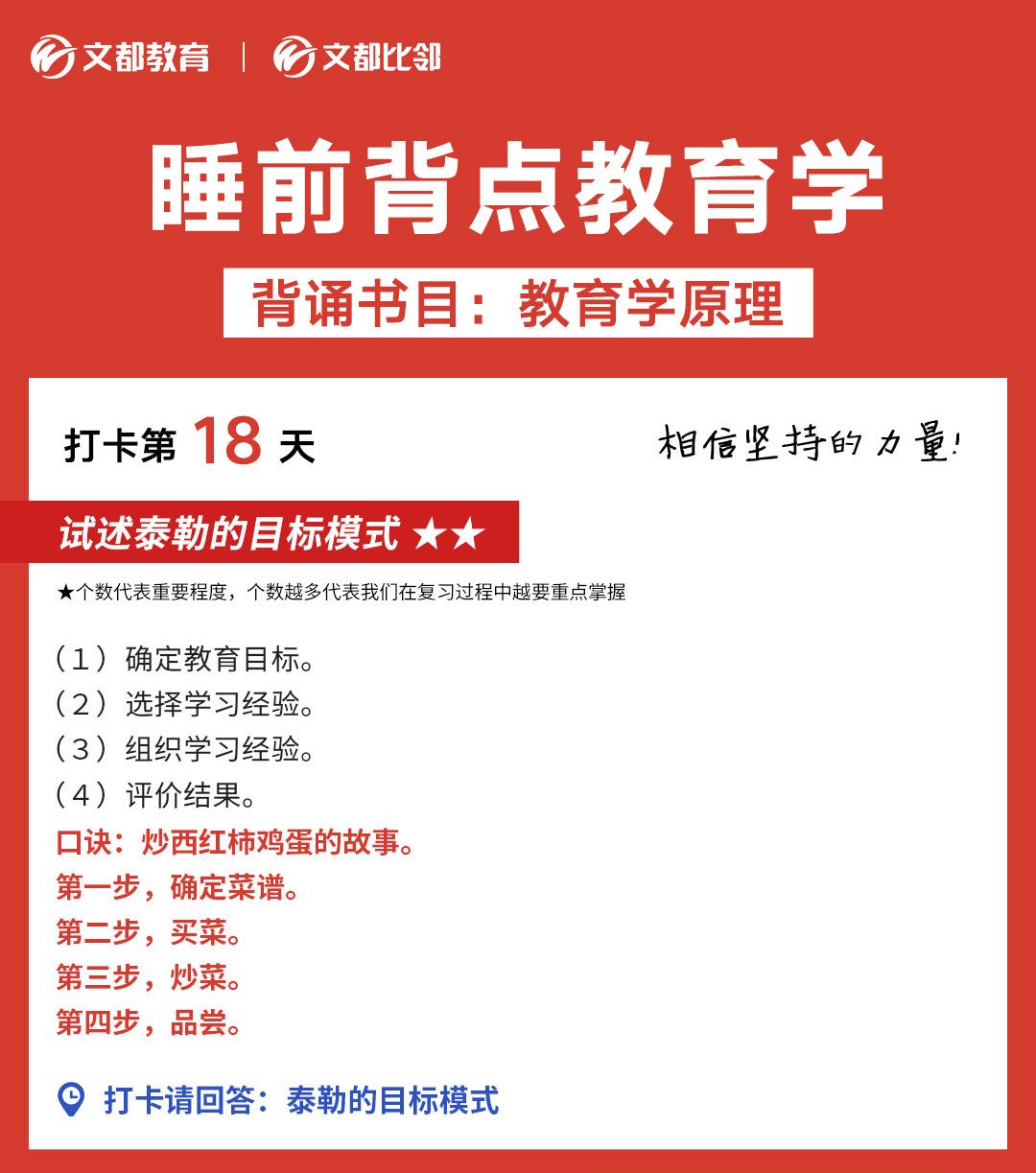 睡前背點教育學(xué)之文都考研：試述泰勒的目標模式