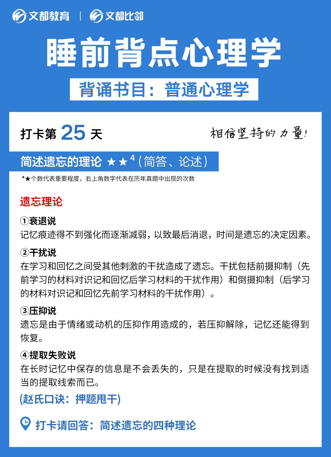 睡前背點心理學之文都考研：簡述遺忘的理論